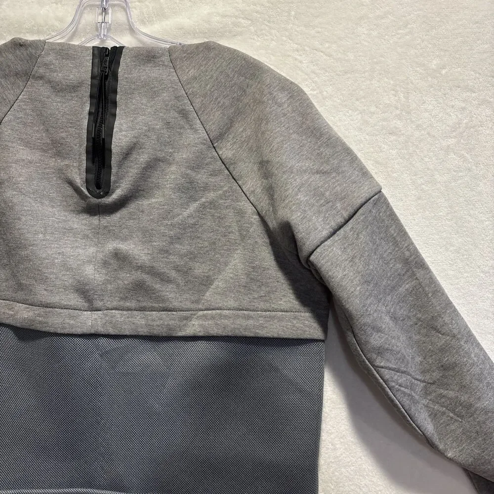 Nike Sportswear Tech Fleece Mesh Crew Zipper Thumbholes Gray Women's Size Small